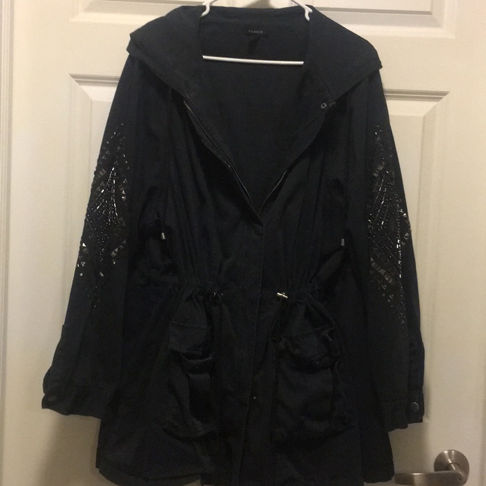 Torrid blue Utility coat with beads